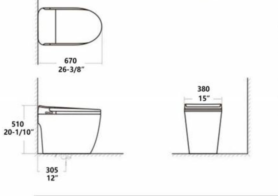 Toilette intelligente NEO — Essential — Dessin technique